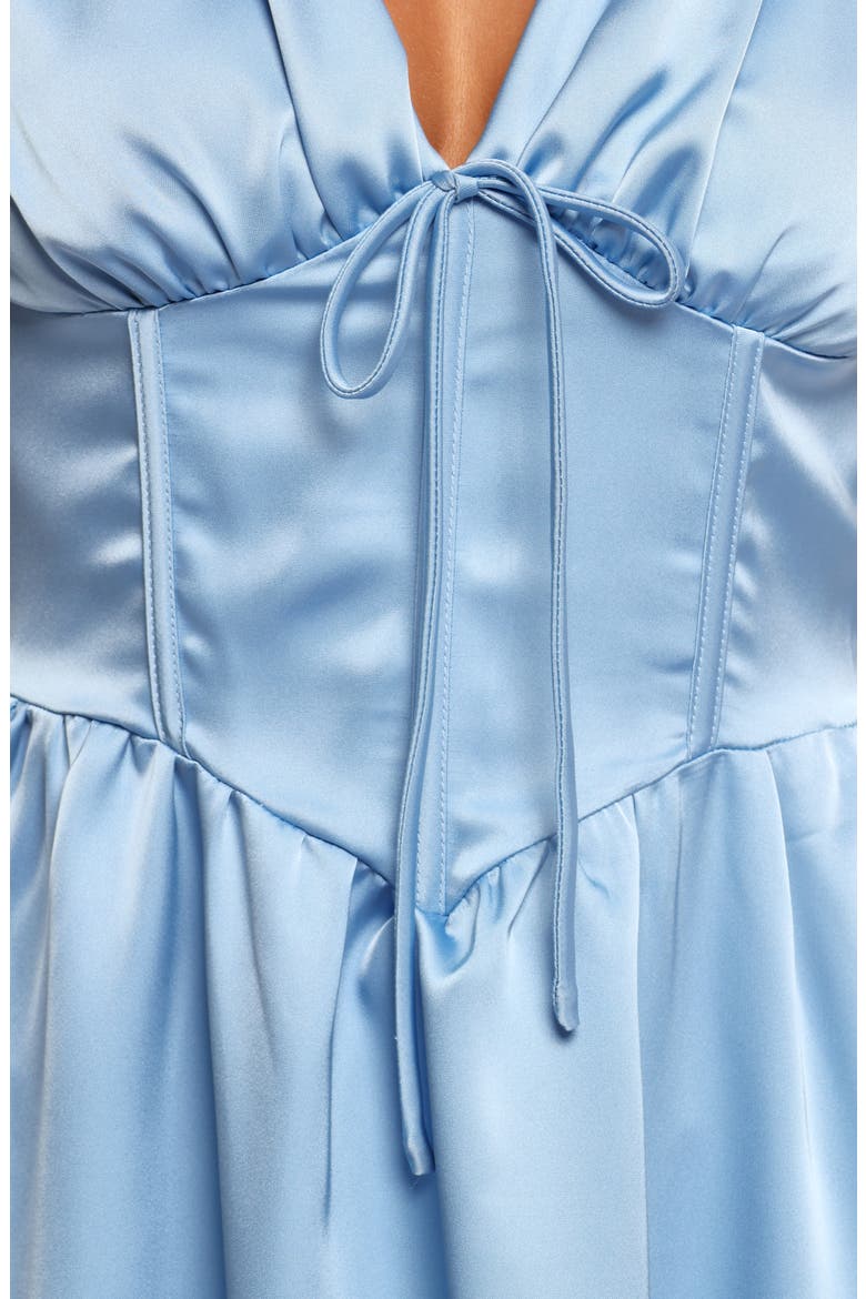 Verena Plunge Neck Satin Dress, Alternate, color, PERIWINKLE BLUE