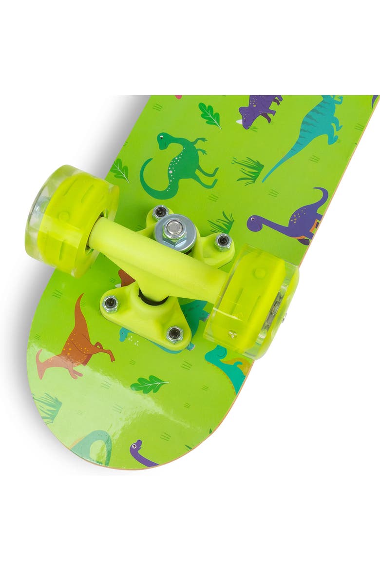 17" Dinosaur Skateboard Flashing Wheels, Antislip Grip, Wooden Deck, Alternate, color, Multicolored