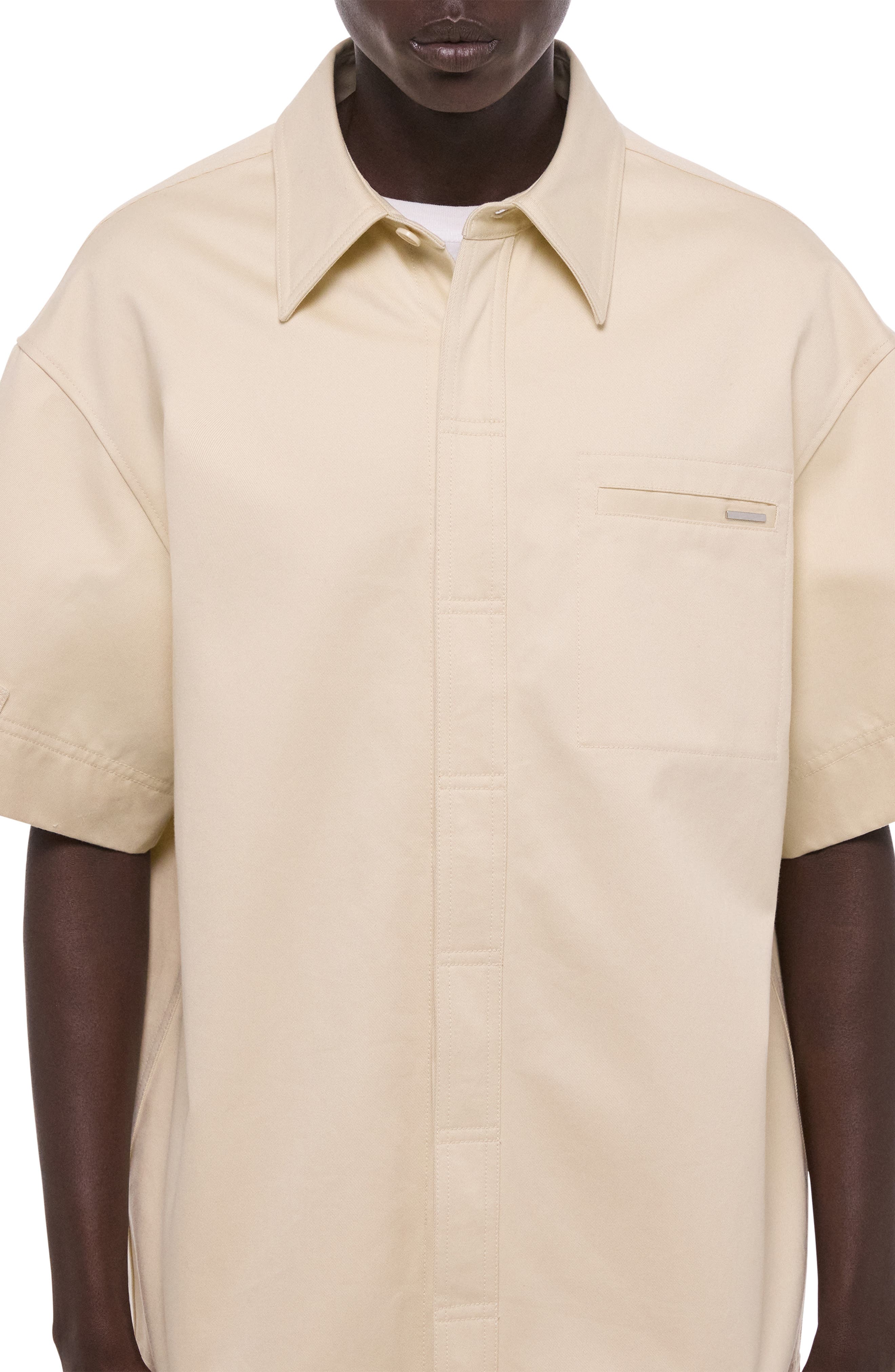 Oversize Short Sleeve Button-Up Shirt - image 2