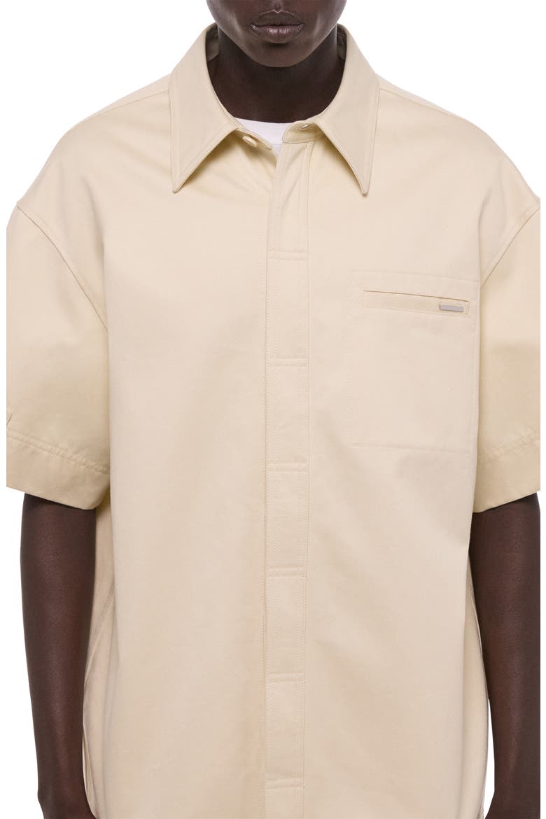 Oversize Short Sleeve Button-Up Shirt, Alternate, color, OATMEAL