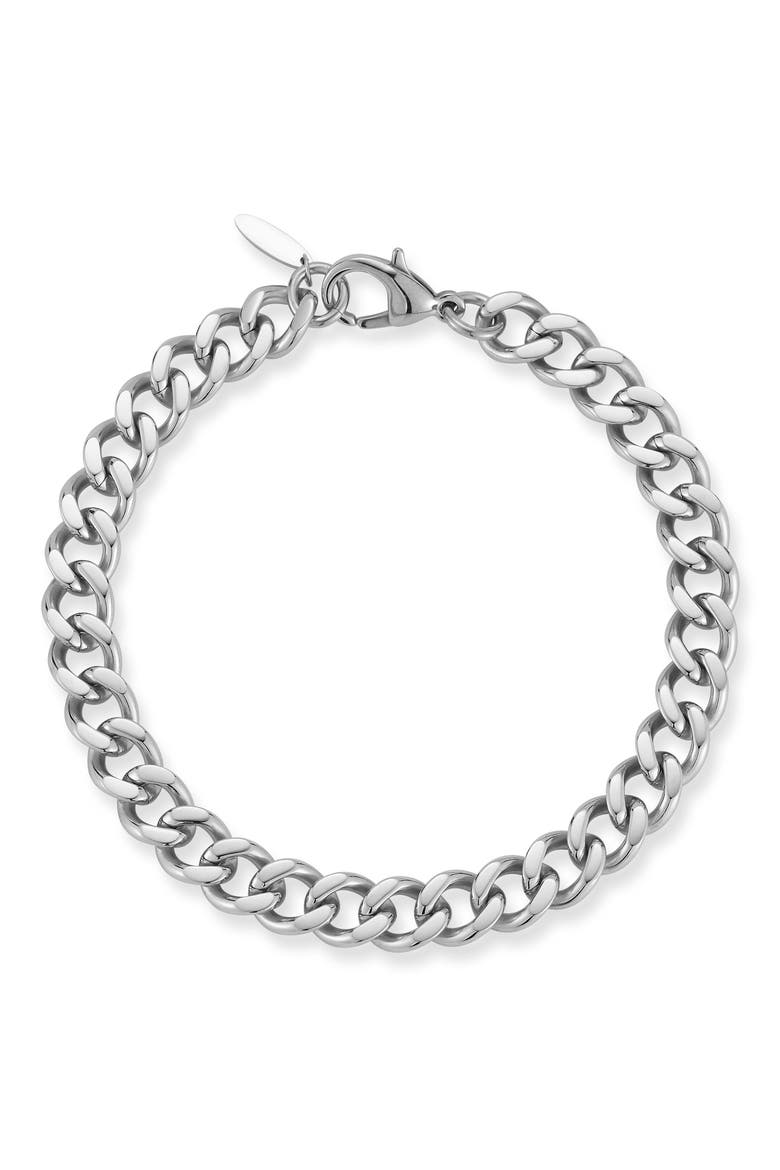 Men's Curb Chain Bracelet, Main, color, SILVER