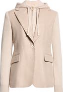 Eleventy Mixed Media Wool & Silk Jacket with Hooded Bib Inset