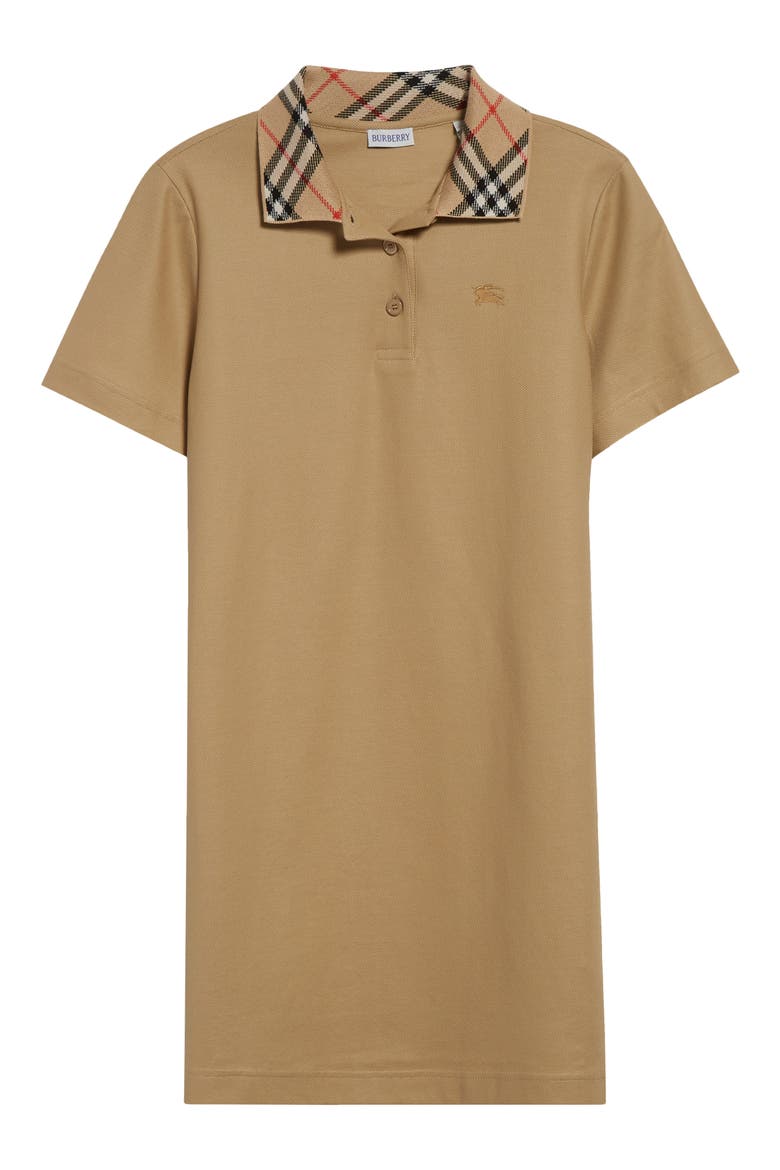 Check Collar Polo Dress, Alternate, color, FLAX