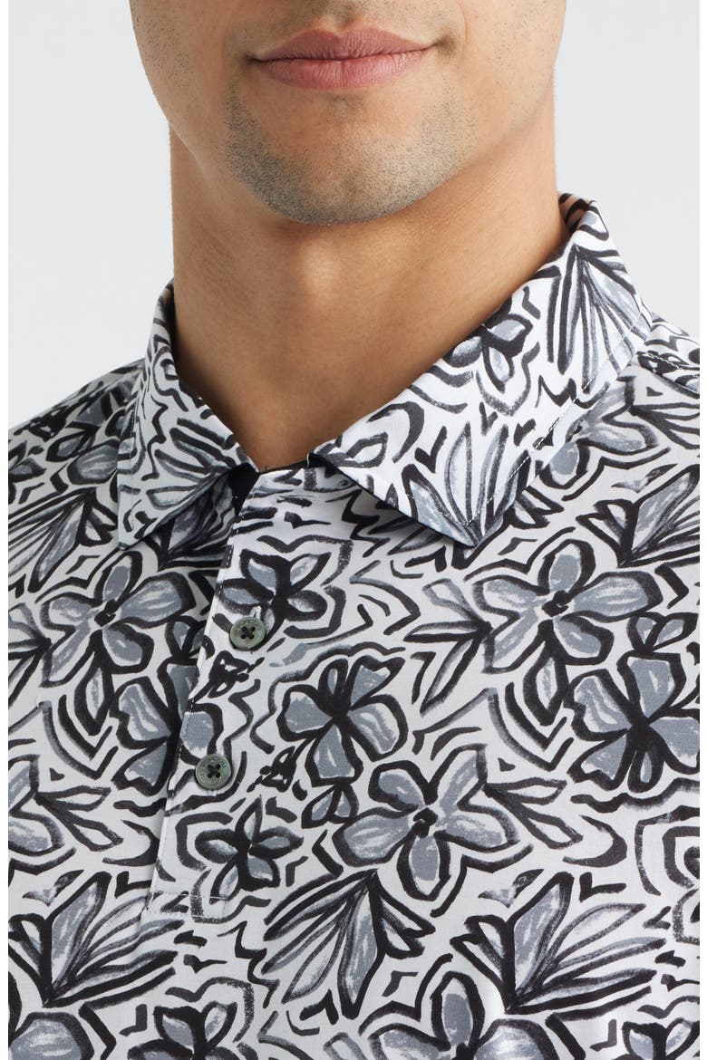 Hendrix Digital Abstract Print Cotton Polo, Alternate, color, WHITE