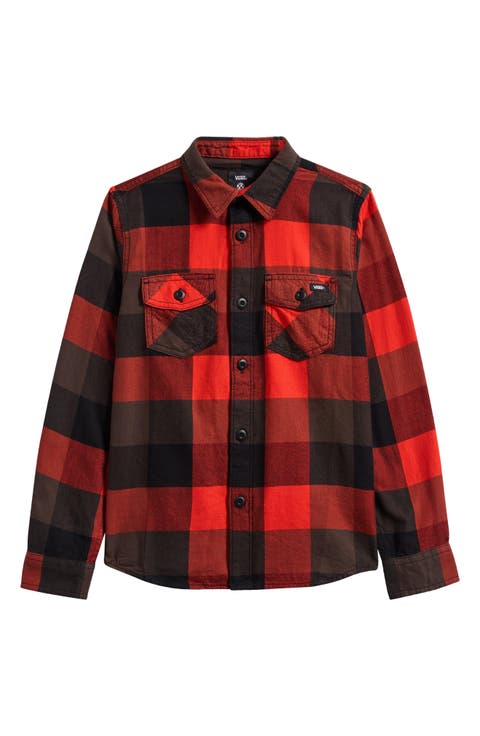 Kids' Buffalo Check Cotton Flannel Button-Up Shirt (Big Kid)