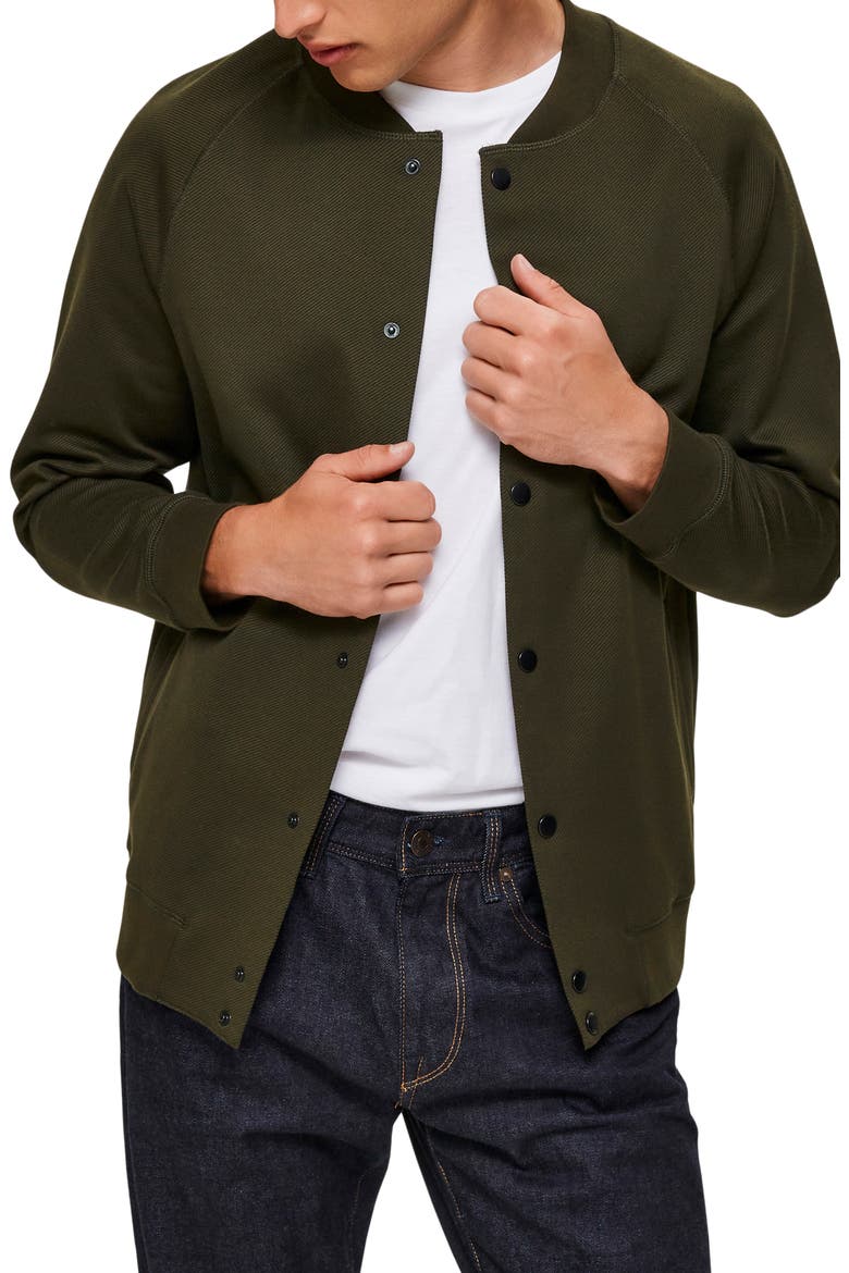 Shayne Cotton Blend Bomber Jacket, Main, color, FOREST NIGHT