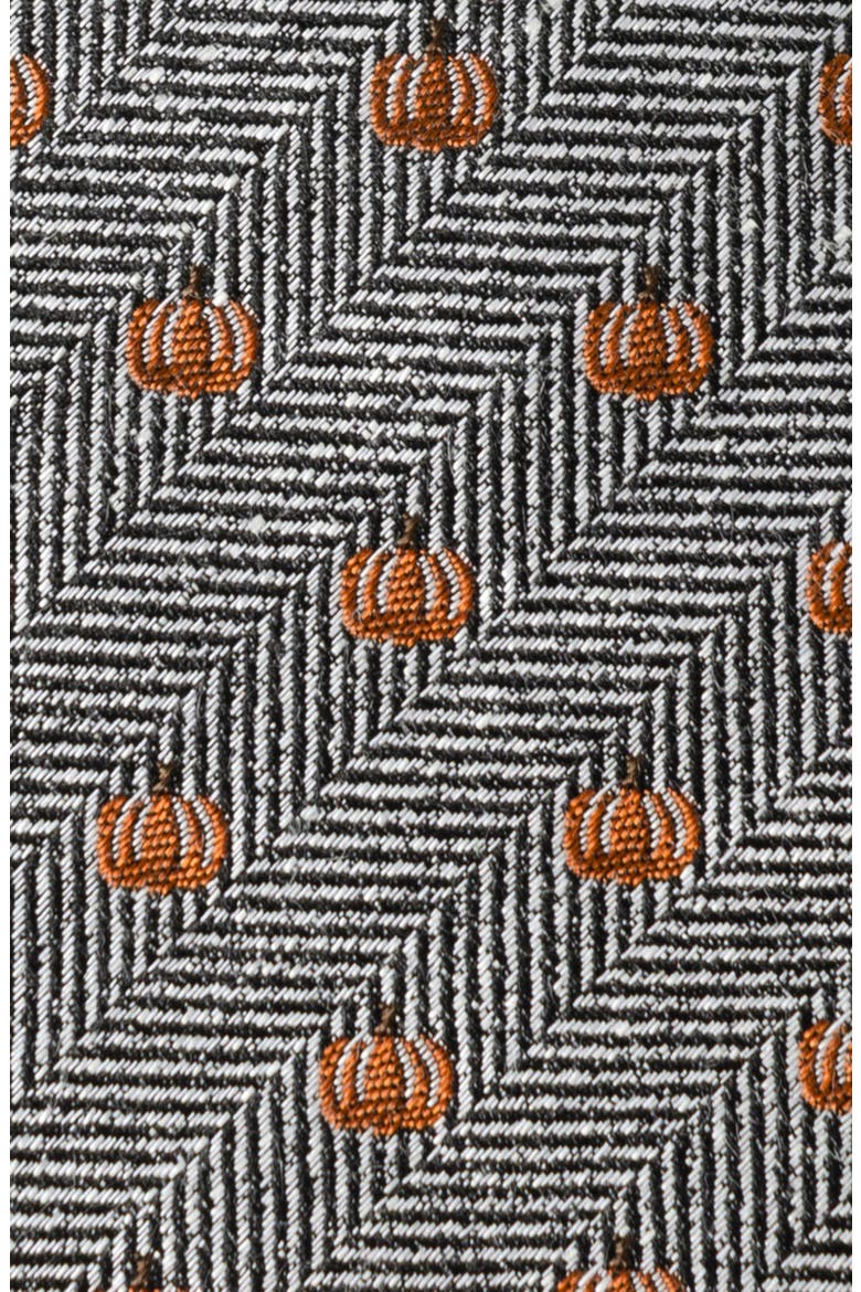 Holiday Pumpkin Silk & Linen Blend Herringbone Tie, Alternate, color, GRAY