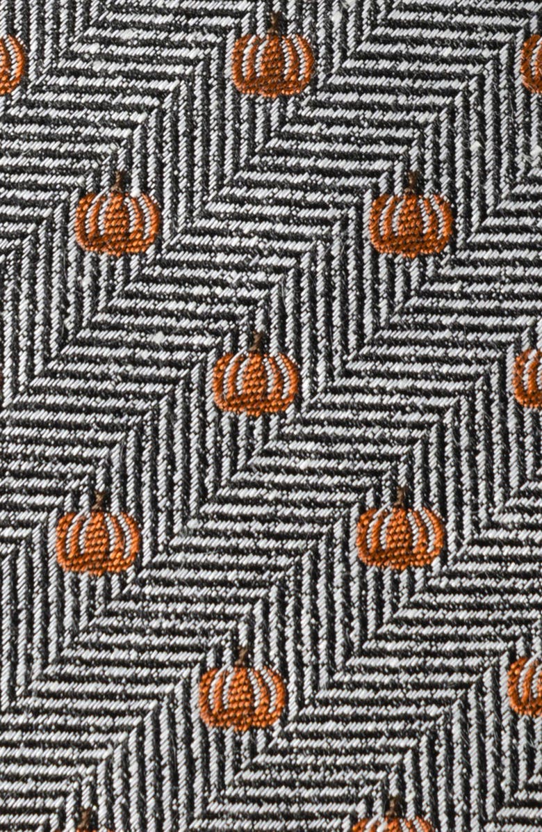 Cufflinks, Inc. Holiday Pumpkin Silk & Linen Blend Herringbone Tie, Alternate, color, Gray