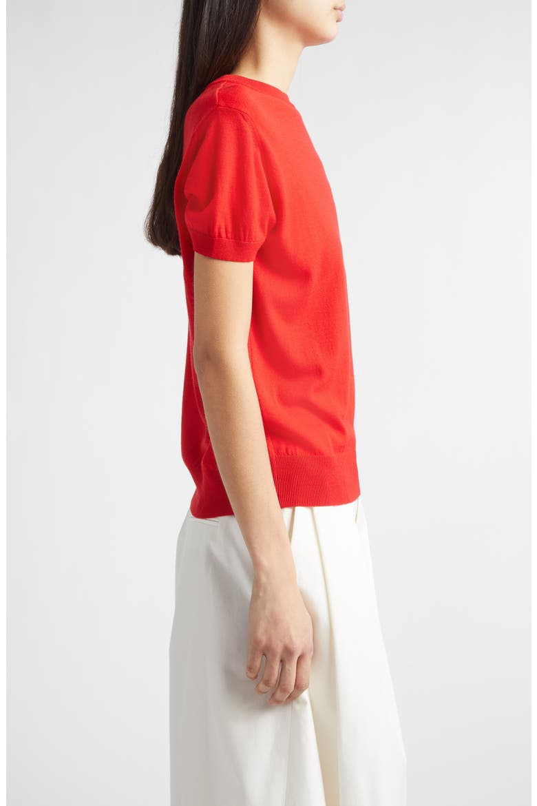 Enzo Short Sleeve Virgin Wool Sweater, Alternate, color, POPPY