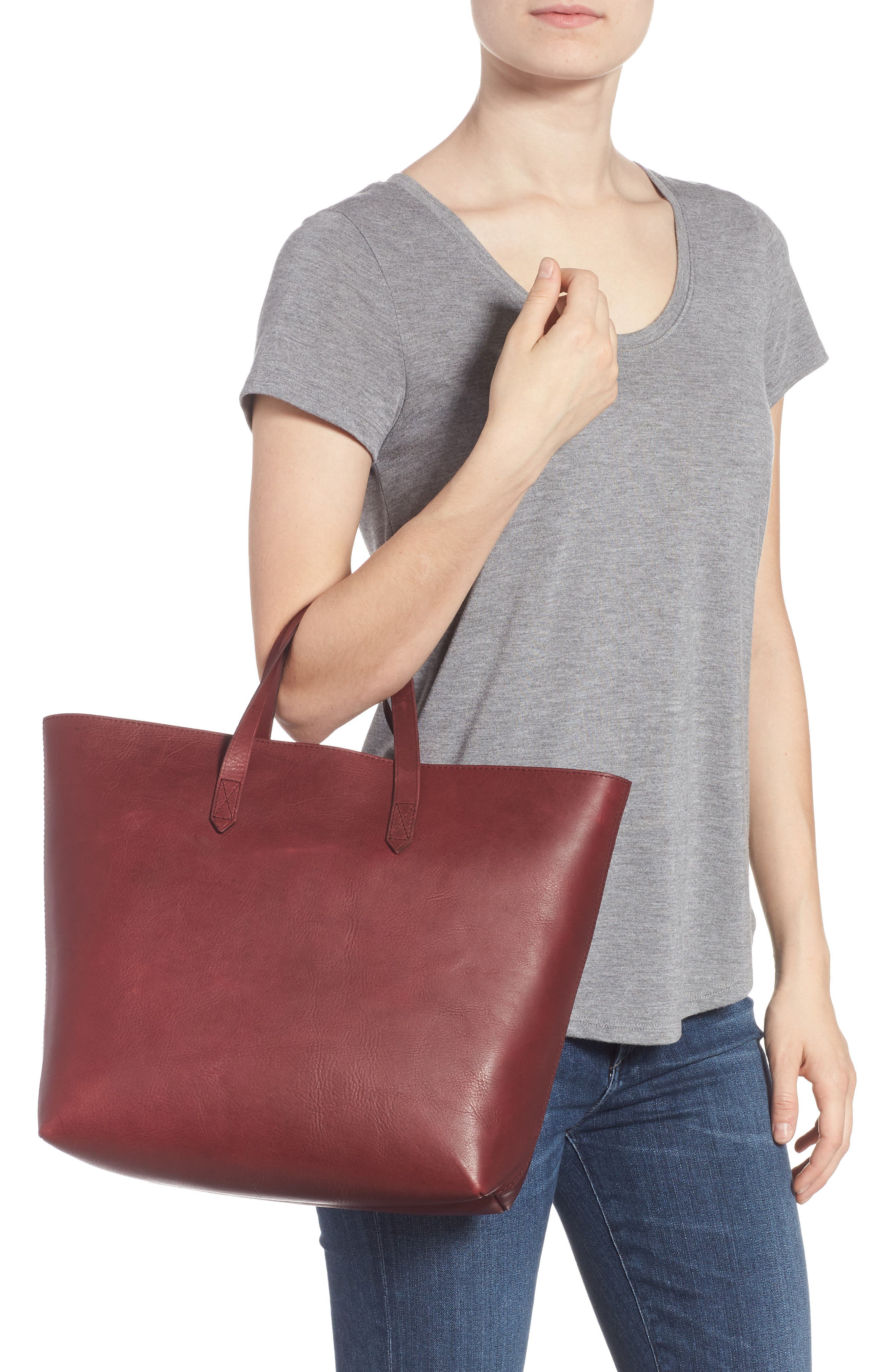 Zip Top Transport Leather Carryall, Alternate, color, DARK CABERNET