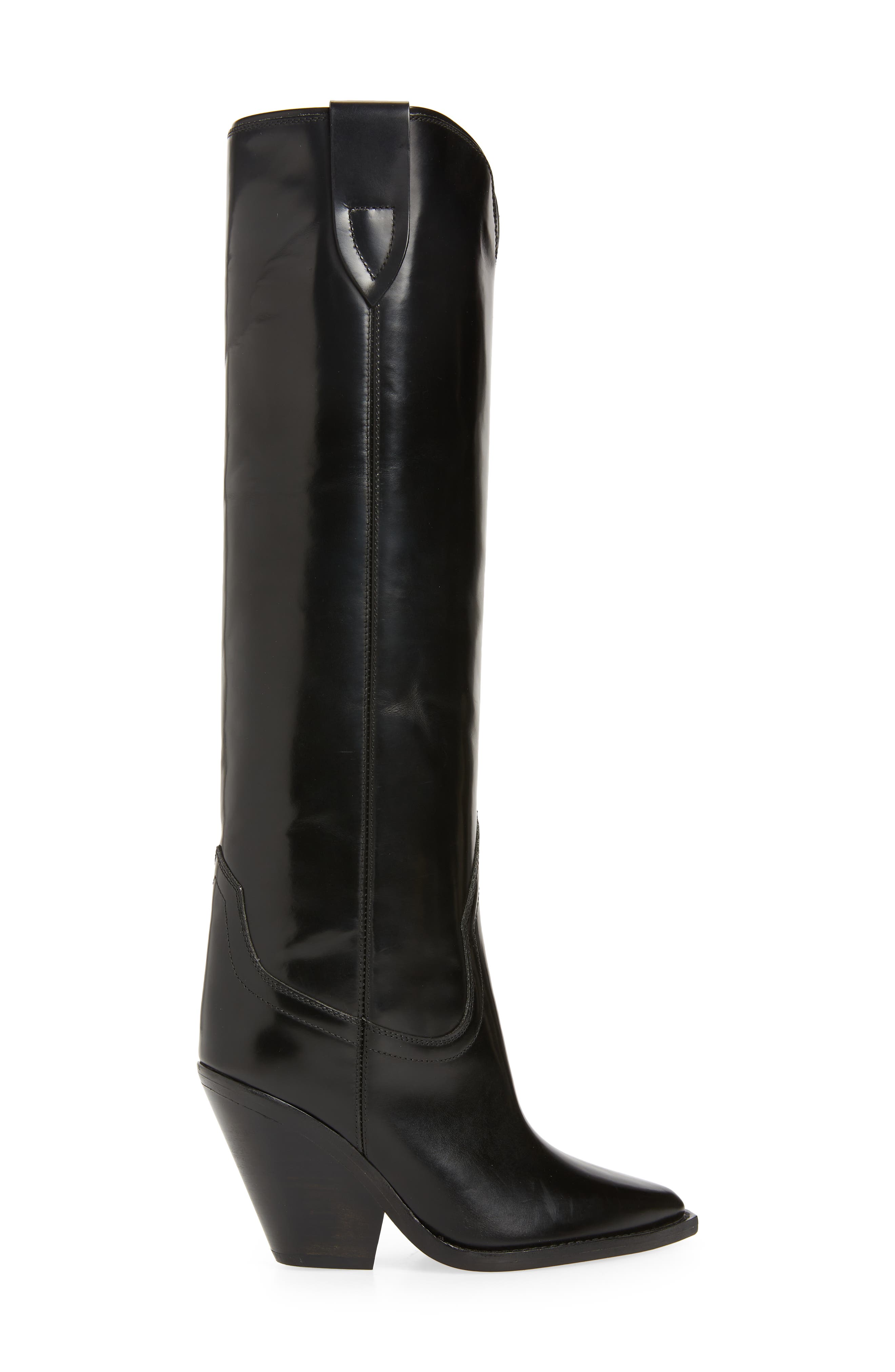 Lomero Tall Western Boot, Alternate, color, BLACK