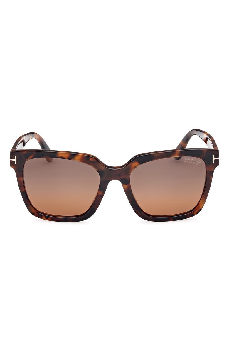 TOM FORD Selby 55mm Square Sunglasses, Main, color, Vntg Dk Havana/ Grad Smk Brown