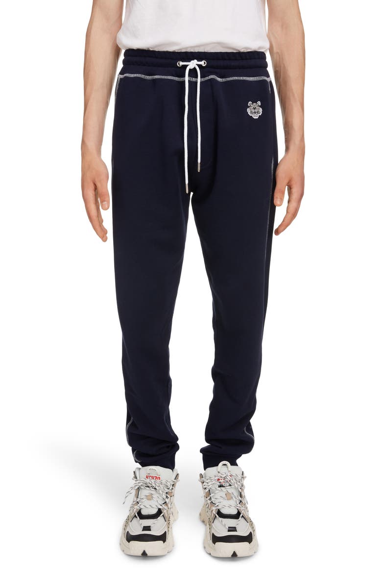 Embroidered Crest Sweatpants, Main, color, MIDNIGHT BLUE