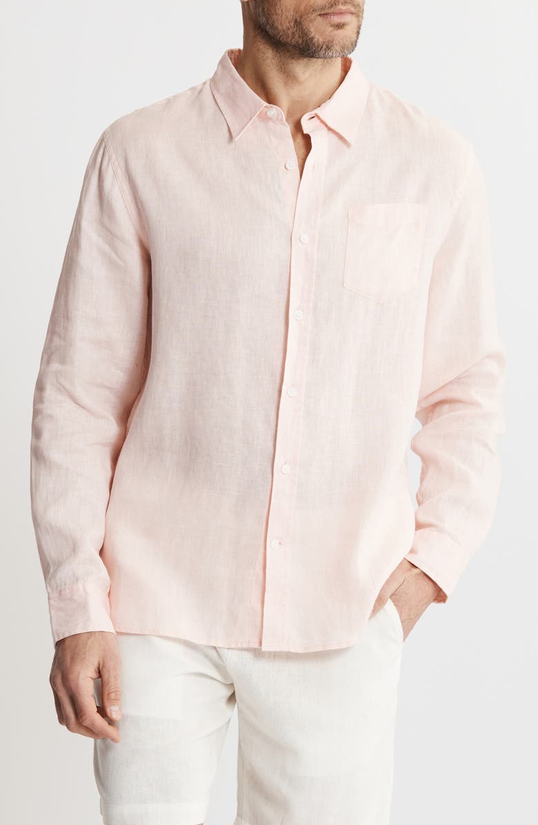 JACHS Solid Linen Long Sleeve Shirt, Main, color,