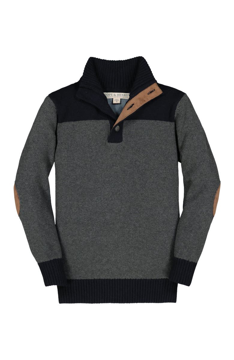 Hope & Henry Baby Boys' Organic Contrast Sweater with Elbow Patches, Infant, Main, color, 