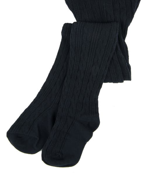 Leveret Girls Cable Knit Tights, Cotton Blend In Blue