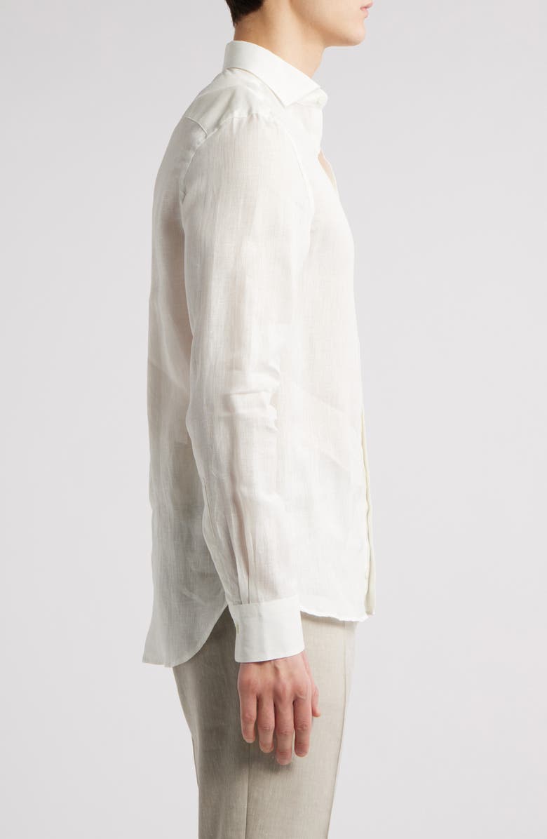 Canali Regular Fit Linen Dress Shirt, Alternate, color, 