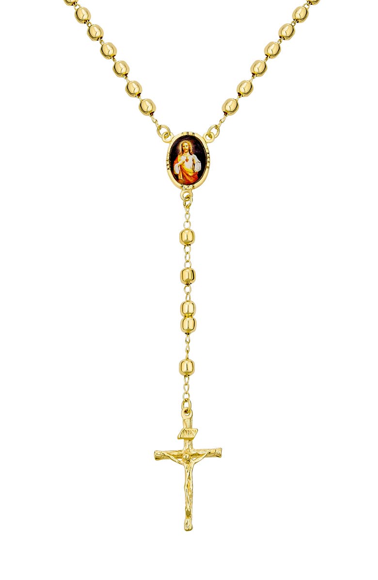 BLING JEWELRY Holy Cross Rosary Y-Necklace, Alternate, color, Gold-Tone Joseph