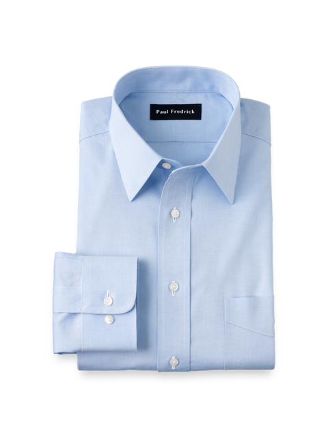 Slim Fit Non-iron Cotton Pinpoint Solid Point Collar Dress Shirt