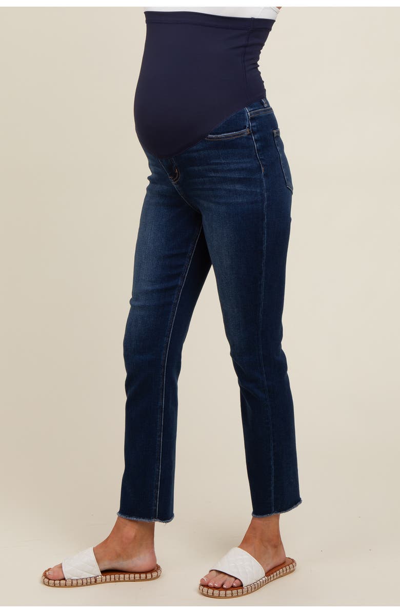 PinkBlush Cut Hem Slim Straight Maternity Jeans, Alternate, color, Navy Blue