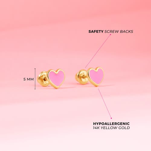 In Season Jewelry 14k Pink Enamel Heart Earrings In Pink