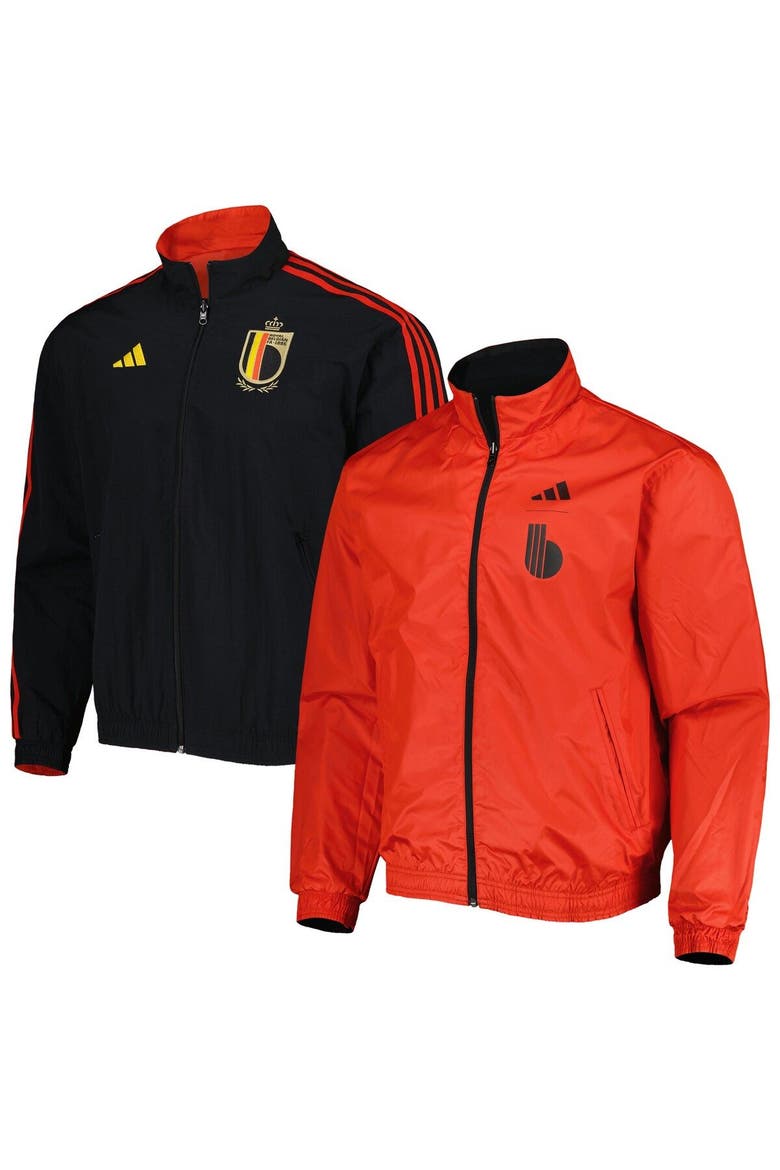Men's adidas Red/Black Belgium National Team AEROREADY Reversible Anthem Reversible Full-Zip Jacket, Main, color, Red