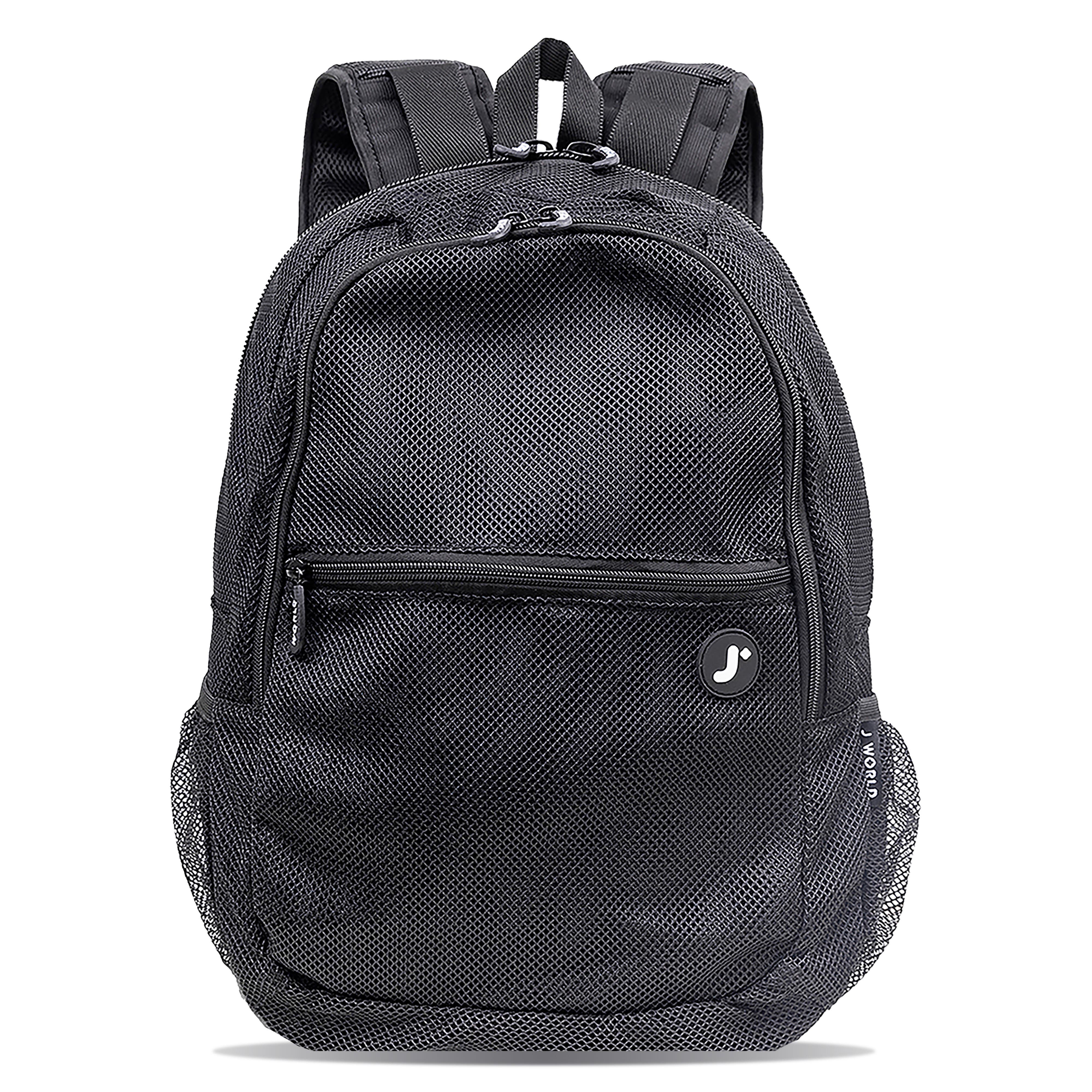 J World Mesh See-through Backpack for School, Main, color, Black