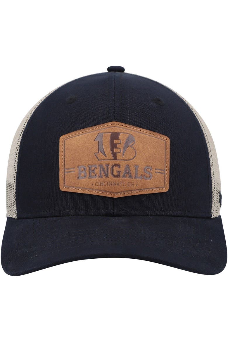 Men's '47 Black/Natural Cincinnati Bengals Rawhide Trucker Adjustable Hat, Alternate, color, Black