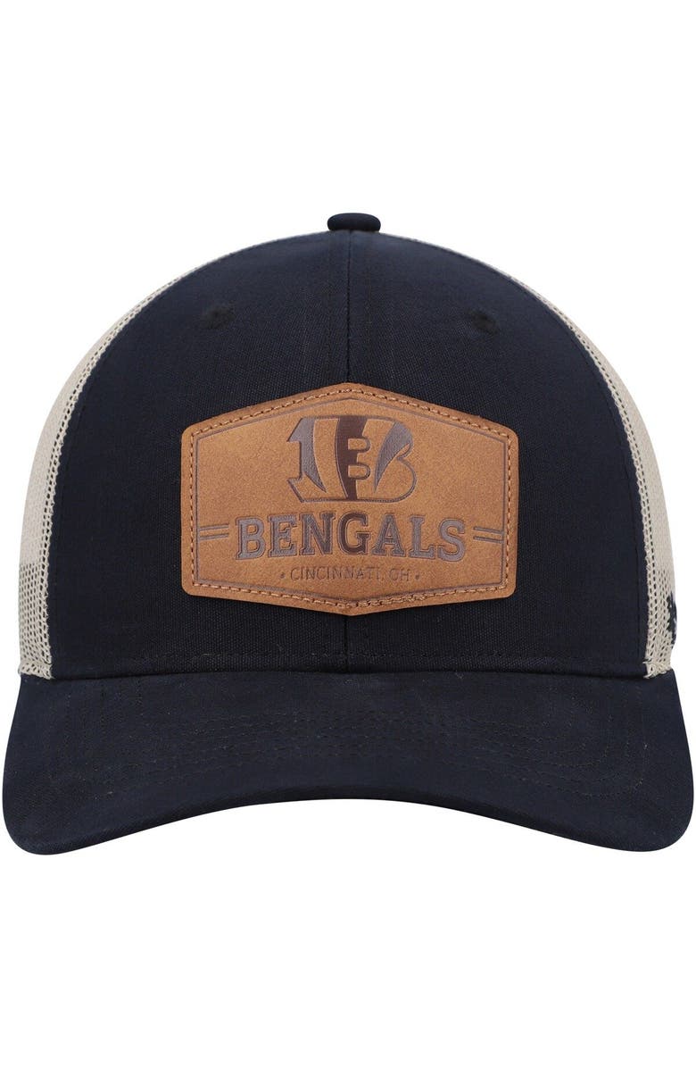 '47 Men's '47 Black/Natural Cincinnati Bengals Rawhide Trucker Adjustable Hat, Alternate, color, Black