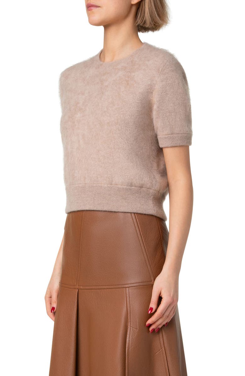 Akris Short Sleeve Brushed Cashmere Sweater, Alternate, color, 