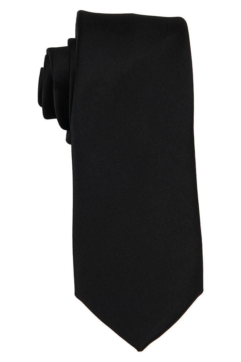 Men's Solid Satin X-Long Tie, Main, color, BLACK
