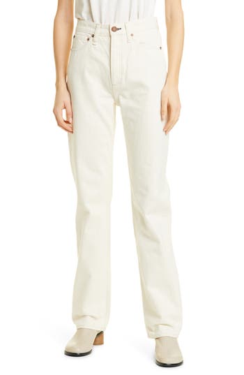 Rag & Bone Icons Alex High Waist Straight Leg Organic Cotton Jeans In Ecru