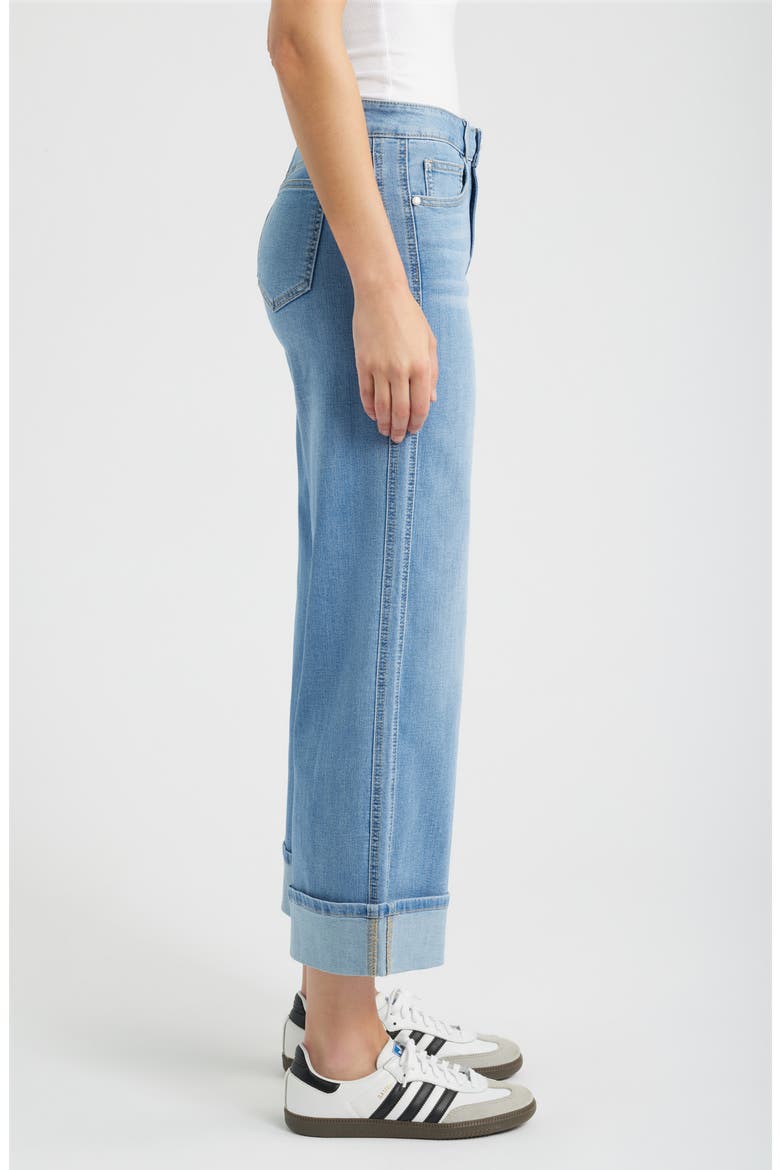 Roll Cuff Mid Rise Wide Leg Jeans, Alternate, color, KITTY HAWK