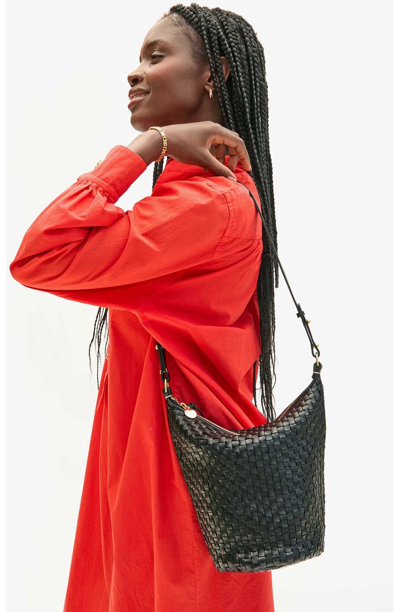 Clare V. Petite Jeanne Woven Leather Shoulder Bag, Alternate, color,