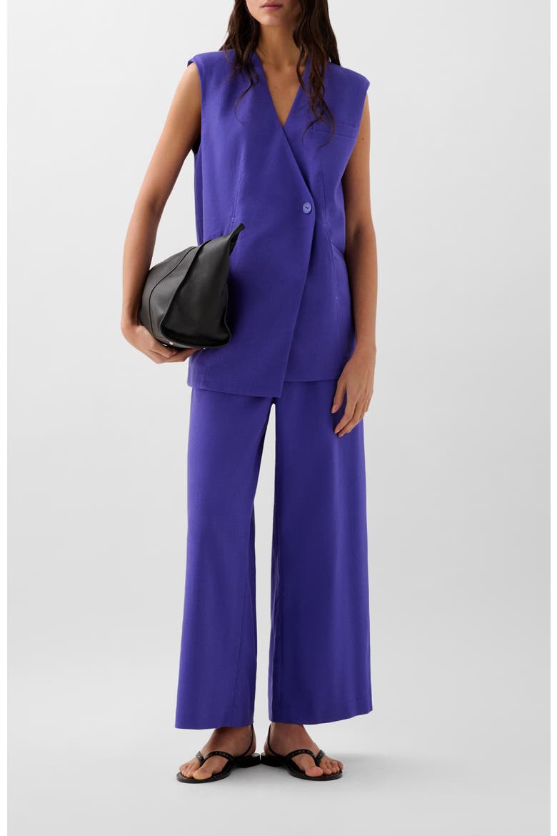 Linen Plain Pant, Alternate, color, Purple