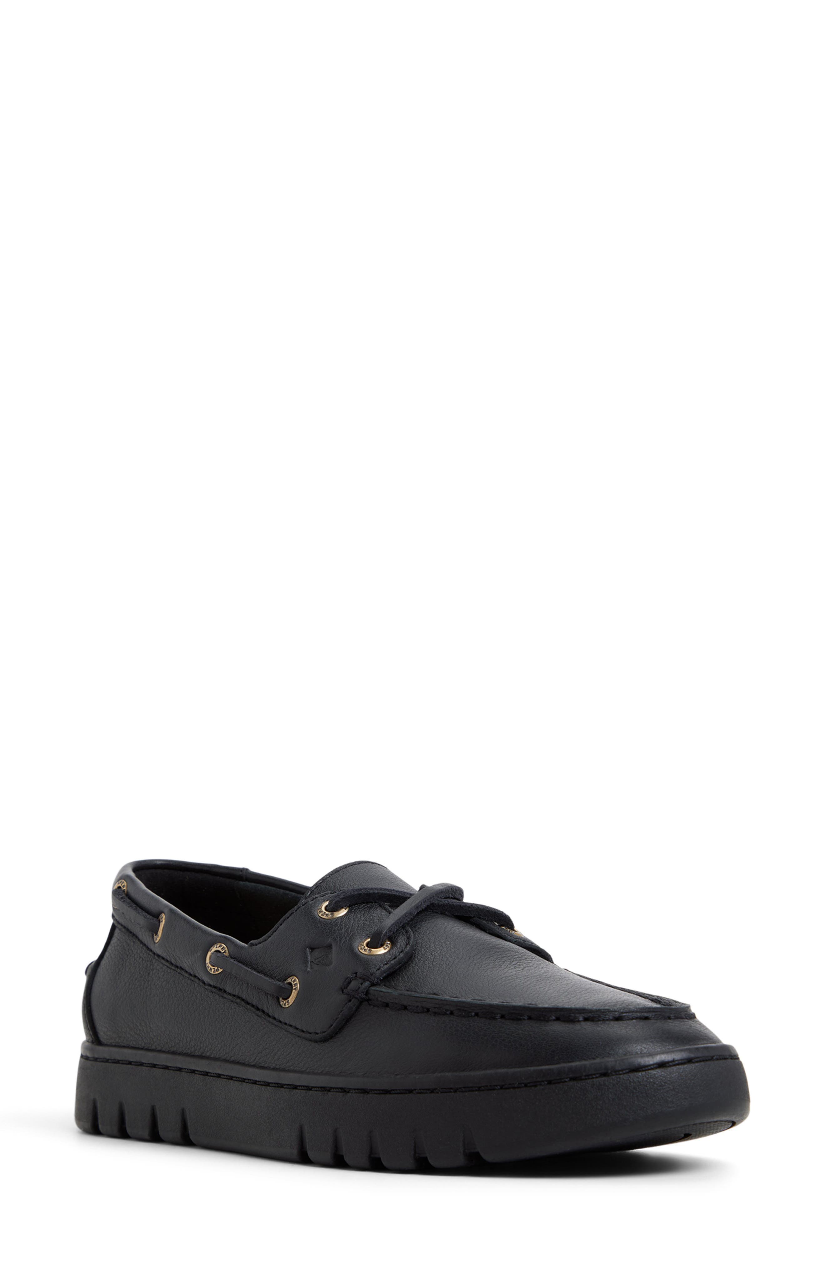 Keely Boat Shoe, Main, color, BLACK/ BLACK
