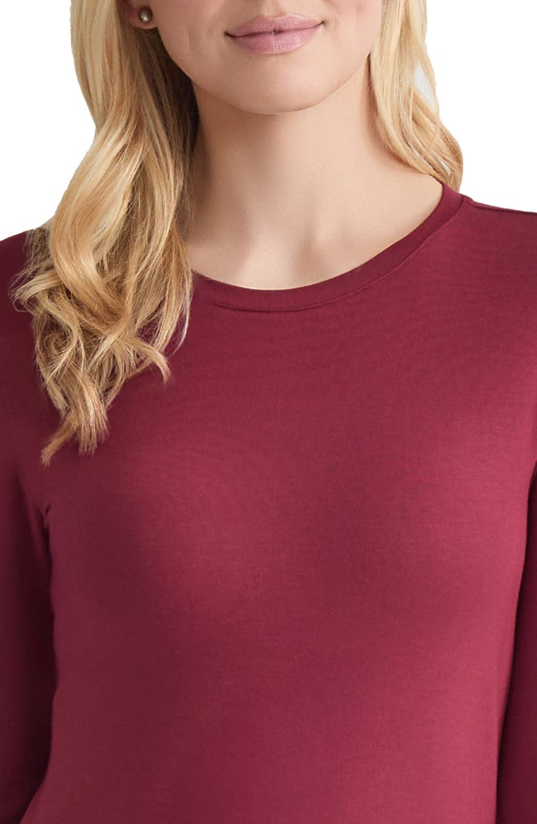 Jones New York Crewneck Long Sleeve T-Shirt, Alternate, color, Bordeaux