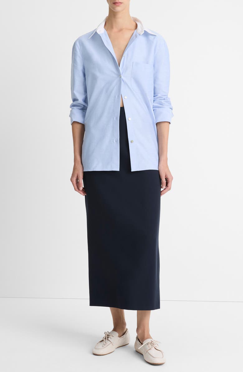 Vince Contrast Collar Oxford Button-Up Shirt, Alternate, color, Kyanite