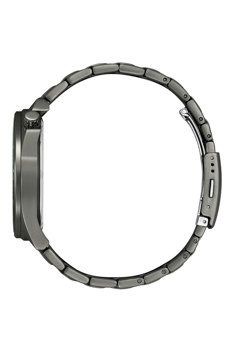 Eco Drive Three-Hand Quartz Stainless Steel Bracelet Watch, 43mm, Alternate, color, GRAY