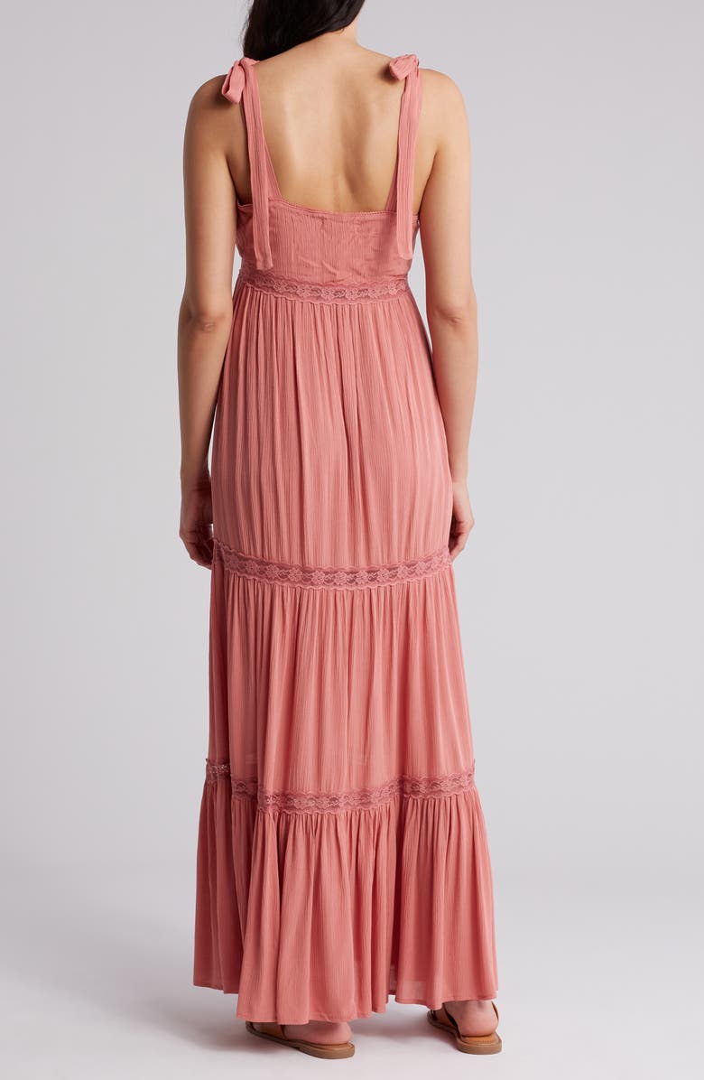 BY DESIGN Sicily Lace Tiered Maxi Dress, Alternate, color, Tigerlily