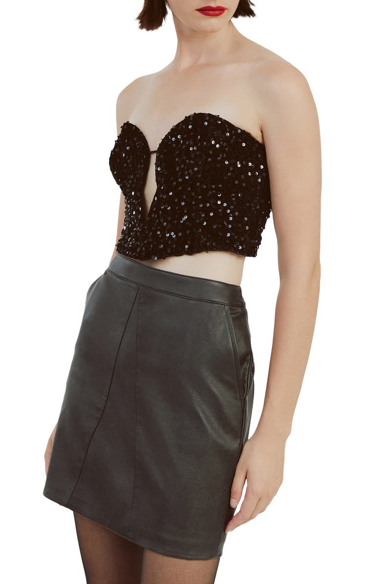 Bardot Alexis Faux Leather Miniskirt, Alternate, color,