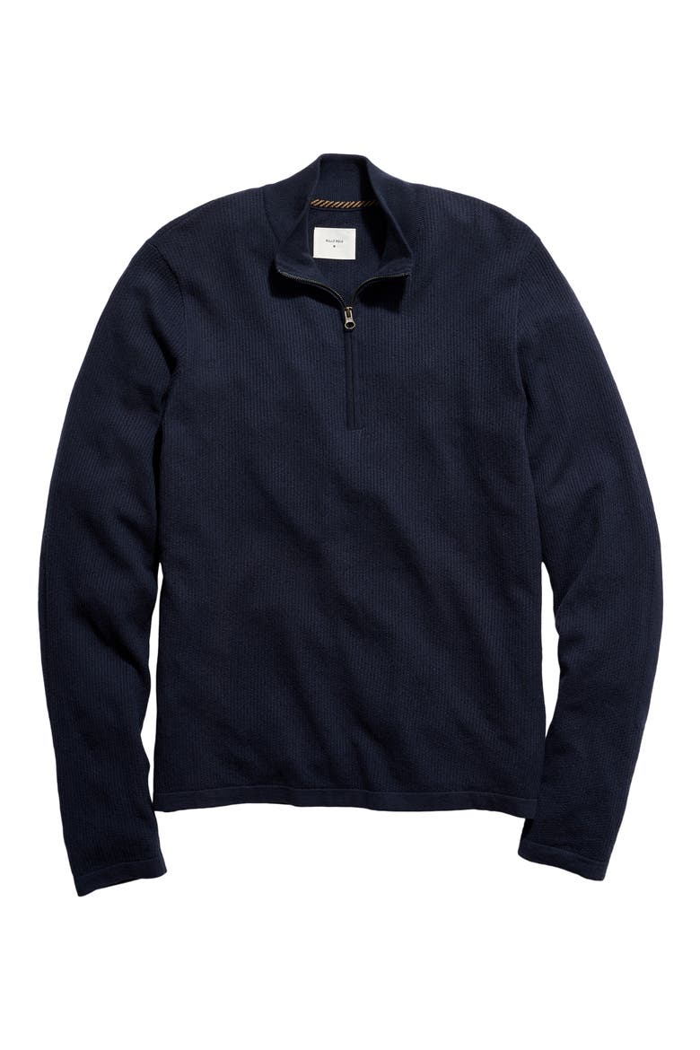 Fine Guage Texture Cotton Blend Quarter Zip Sweater, Alternate, color, CARBON BLUE