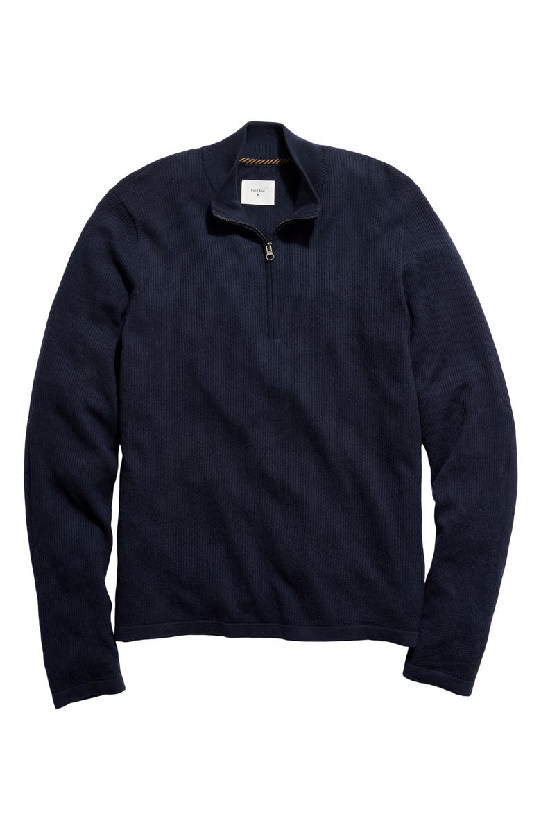 Billy Reid Fine Guage Texture Cotton Blend Quarter Zip Sweater, Alternate, color, Carbon Blue