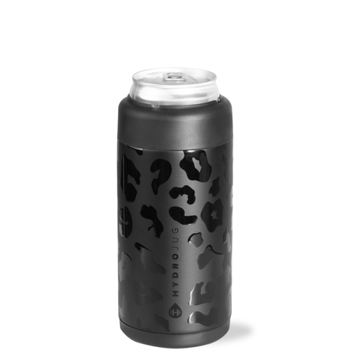 HydroJug Slim Can Cooler 12oz, 2-in-1 Insulated Can Cooler Cup - Stainless Steel, Non-Slip Rubber Base in Black Leopard  product