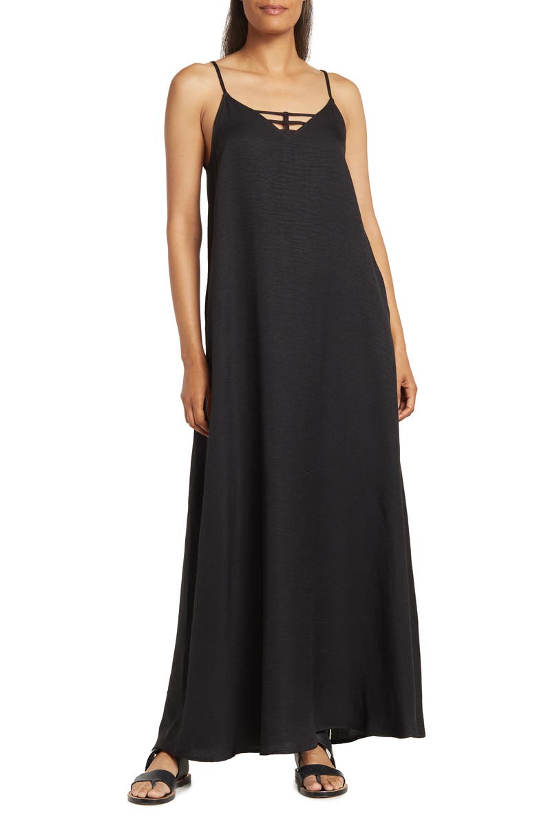 knee length dresses for ladies White Linen Maxi Dress A-Line main image 0