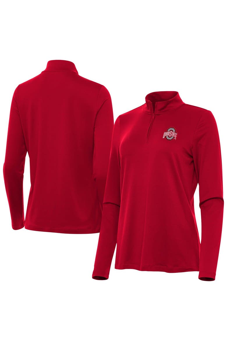 Women's Antigua  Scarlet Ohio State Buckeyes Reprocess Quarter-Zip Top, Alternate, color, Scarlet
