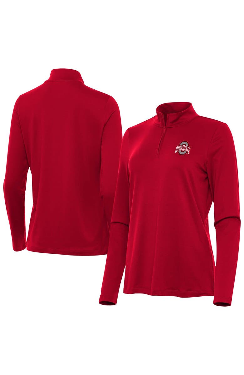 ANTIGUA Women's Antigua  Scarlet Ohio State Buckeyes Reprocess Quarter-Zip Top, Alternate, color, Scarlet