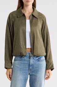 Steve Madden Faux Suede Zip Up Bubble Jacket