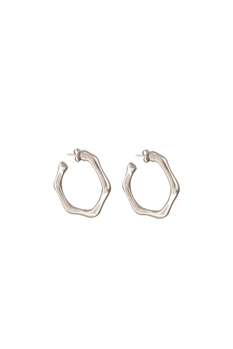 Bambú Hoop Earrings, Main, color, Silver