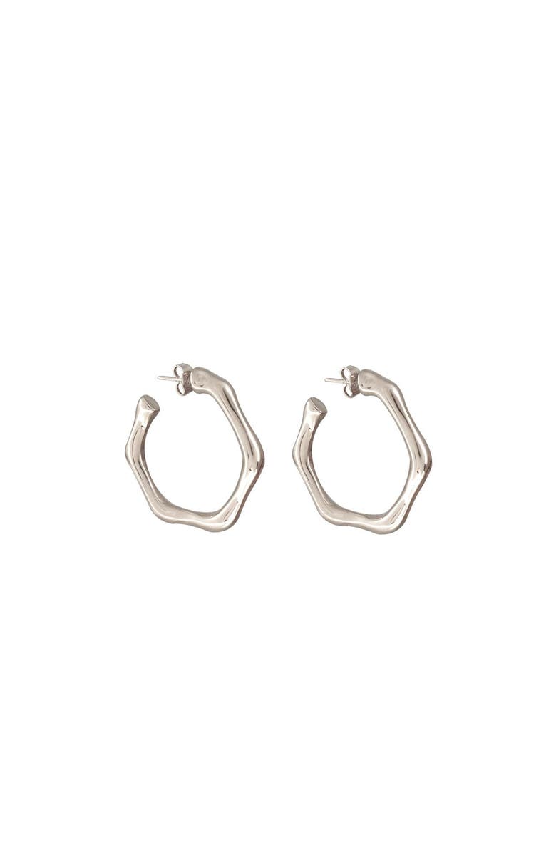 CXC Bambú Hoop Earrings, Main, color, Silver
